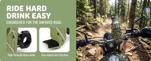 Auto-Adaptive Bike Water Bottle Holder Shockproof Bicycle Cup Mount with 360°Rotation Universal Fit for MTB Road Bike Motorcycle & Stroller-Olive in Kuwait