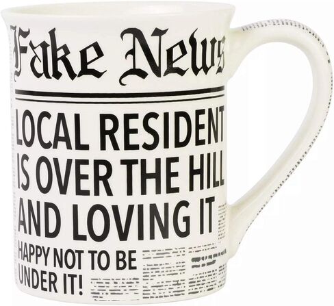 Enesco 6008718 Our Name is Mud Fake News Local Resident Over the Hill Coffee Mug, White, 16 Ounce in Kuwait