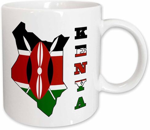 3dRose (mug_151943_4) Kenya flag in outline map of country and name Kenya - Two Tone Black Mug, 11oz in Saudi Arabia