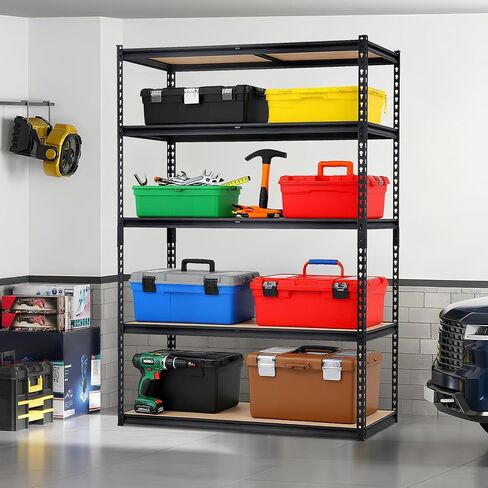 Heavy Duty Garage Storage Shelves 5-Tier Metal Adjustable Shelving Unit Storage Shelving for Kitchen Pantry Basement Bathroom Laundry, 2500 LBS Capacity, 48" l x 24" w x 72" h in Kuwait