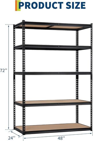 Heavy Duty Garage Storage Shelves 5-Tier Metal Adjustable Shelving Unit Storage Shelving for Kitchen Pantry Basement Bathroom Laundry, 2500 LBS Capacity, 48" l x 24" w x 72" h in Kuwait
