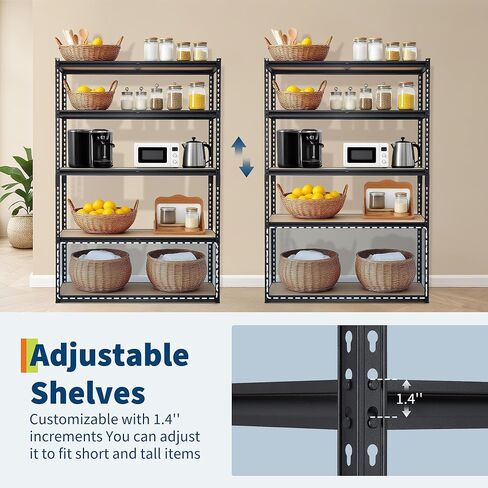 Heavy Duty Garage Storage Shelves 5-Tier Metal Adjustable Shelving Unit Storage Shelving for Kitchen Pantry Basement Bathroom Laundry, 2500 LBS Capacity, 48" l x 24" w x 72" h in Kuwait