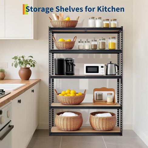 Heavy Duty Garage Storage Shelves 5-Tier Metal Adjustable Shelving Unit Storage Shelving for Kitchen Pantry Basement Bathroom Laundry, 2500 LBS Capacity, 48" l x 24" w x 72" h in Kuwait