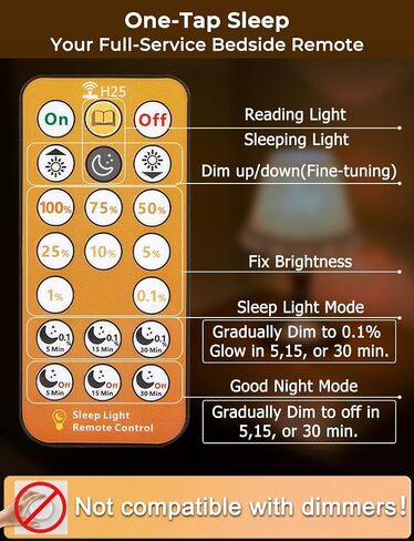 LED Sleep Amber Light Bulbs with Remote Control, 1600K E26 Circadian Light Bulb A15, 5W(40W Equivalent) for Sleep Therapy, Baby Nursery, Bedroom (4 Packs) in Kuwait