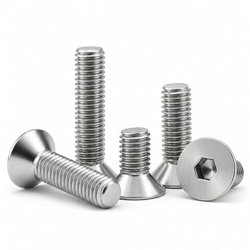 M6 × 25 مم (30 حزمة) براغي ذات غطاء مقبس برأس مسطح، مسامير ألين غاطسة، 304 من الفولاذ المقاوم للصدأ 18-8، خيط آلي بالكامل، لمسة نهائية لامعة in Kuwait