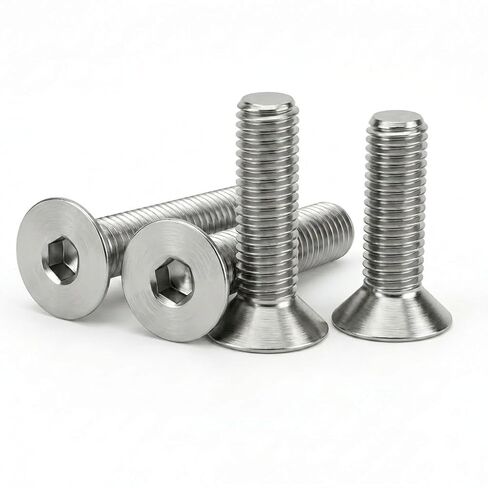 M6 × 25 مم (30 حزمة) براغي ذات غطاء مقبس برأس مسطح، مسامير ألين غاطسة، 304 من الفولاذ المقاوم للصدأ 18-8، خيط آلي بالكامل، لمسة نهائية لامعة in Kuwait