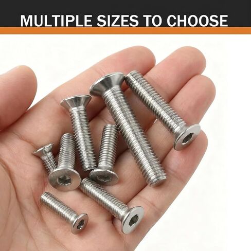 M6 × 25 مم (30 حزمة) براغي ذات غطاء مقبس برأس مسطح، مسامير ألين غاطسة، 304 من الفولاذ المقاوم للصدأ 18-8، خيط آلي بالكامل، لمسة نهائية لامعة in Kuwait