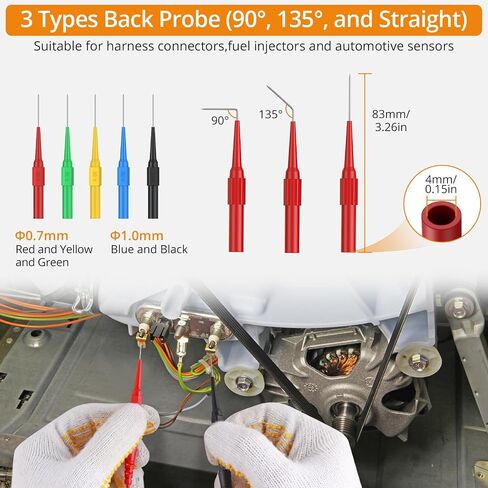 Neoteck Multimeter Leads,43pcs Back Probe Test Lead Kit with Alligator Clips Electrical,CAT II 600V,Pure Copper Leads with PVC Insulation,5 Color Probes,for Automotive Circuit & Home Appliance Testing in Kuwait
