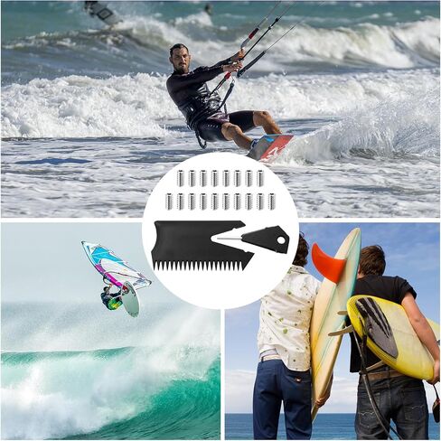 22 Pcs Surfboard Maintenance Kit: 2 Black Surf Wax Combs with 2 Hex Wrenches and 18 Silver Screws, Accessories for Board Waxing & Hardware Installation in Kuwait