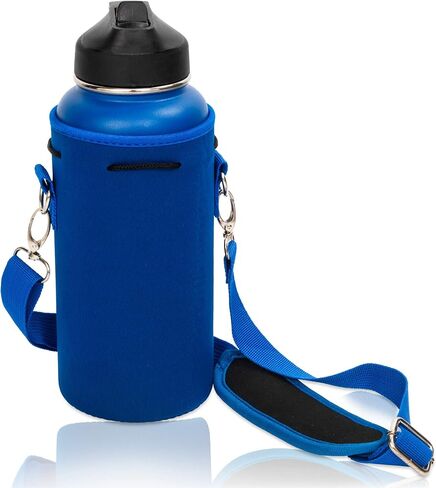 Made Easy Kit Neoprene Water Bottle Carrier Holder with Adjustable Shoulder Strap for Insulating & Carrying Water Container Canteen Flask Available in 5 Sizes (Black, M (16oz-22oz)) in Kuwait