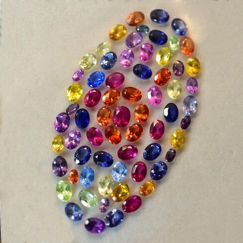 12 Pcs Natural CERTIFIED Sapphire Mix Color Oval 7x5 MM Lot Gemstone12 in Kuwait
