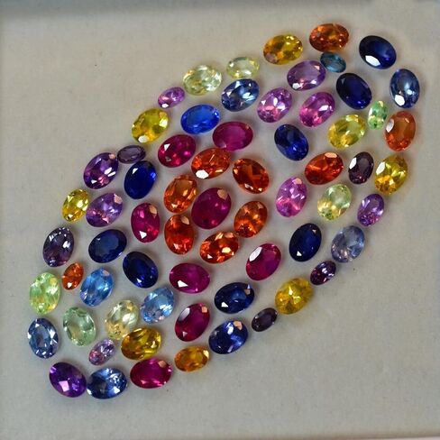 12 Pcs Natural CERTIFIED Sapphire Mix Color Oval 7x5 MM Lot Gemstone12 in Kuwait