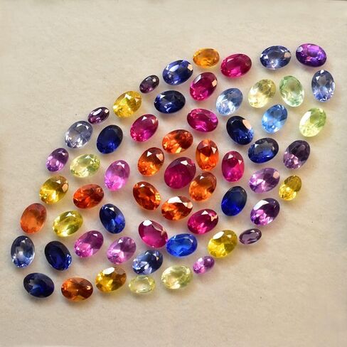 12 Pcs Natural CERTIFIED Sapphire Mix Color Oval 7x5 MM Lot Gemstone12 in Kuwait