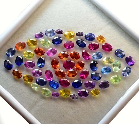 12 Pcs Natural CERTIFIED Sapphire Mix Color Oval 7x5 MM Lot Gemstone12 in Kuwait
