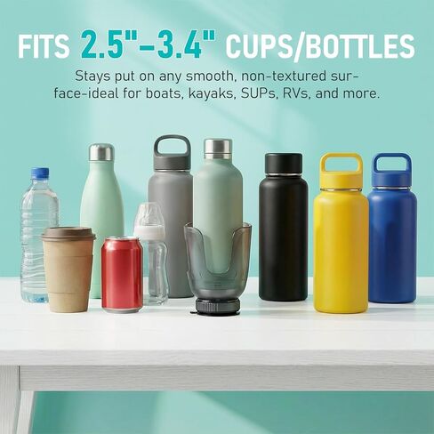 Non-Tipping Anti-Spill Cup Holder for Boats, Kayaks, SUPs, RVs, ATV, Fishing, Camping, Home, Office, Garage & Outdoor - BPA-Free, Fits Most 3.35" Cups in Kuwait