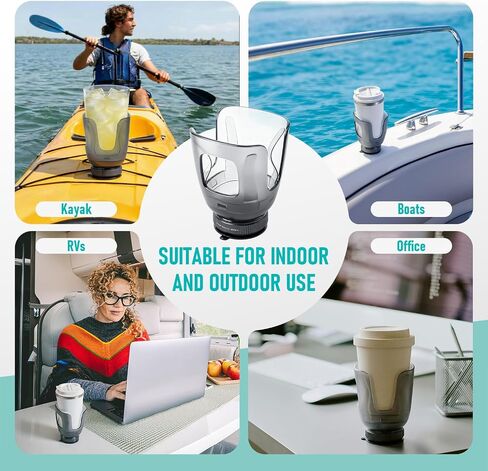 Non-Tipping Anti-Spill Cup Holder for Boats, Kayaks, SUPs, RVs, ATV, Fishing, Camping, Home, Office, Garage & Outdoor - BPA-Free, Fits Most 3.35" Cups in Kuwait