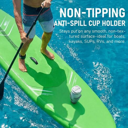 Non-Tipping Anti-Spill Cup Holder for Boats, Kayaks, SUPs, RVs, ATV, Fishing, Camping, Home, Office, Garage & Outdoor - BPA-Free, Fits Most 3.35" Cups in Kuwait