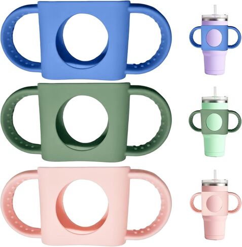 3 Pack Silicone Cup Grip Handles, Universal Soft Dual Handle for Toddler Water Bottle, Fits Owala 12oz, Zak 12oz 15oz, Stanley 14oz in Kuwait