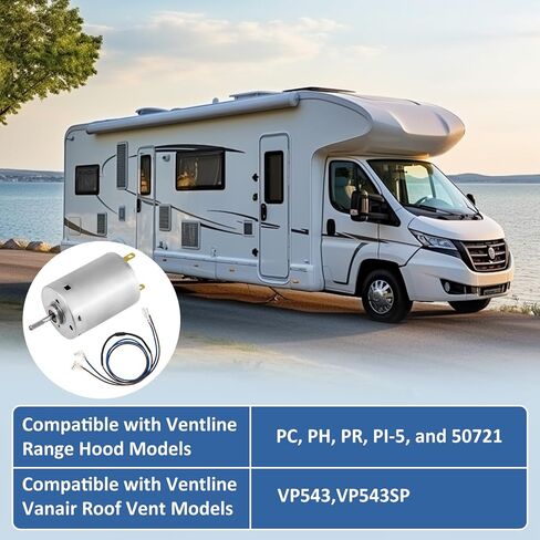 استبدال محرك مروحة التهوية BVD0218-00 RV لمحرك مروحة Ventline RV 12 فولت (مدرج في قائمة UL) يأتي مع أسلاك، مناسب للمركبات الترفيهية/المعسكرات/العربات in Kuwait