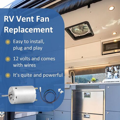 استبدال محرك مروحة التهوية BVD0218-00 RV لمحرك مروحة Ventline RV 12 فولت (مدرج في قائمة UL) يأتي مع أسلاك، مناسب للمركبات الترفيهية/المعسكرات/العربات in Kuwait
