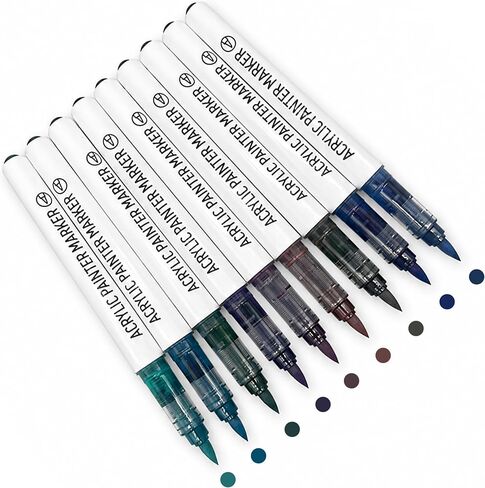 9 Color Green Series Set of Water-based Acrylic Paint Marker, Soft Brush Tips Pens, for Art Creation, Paper, Eggs, Glass, Rock Painting, Mugs, Graffiti, Card Making in Saudi Arabia