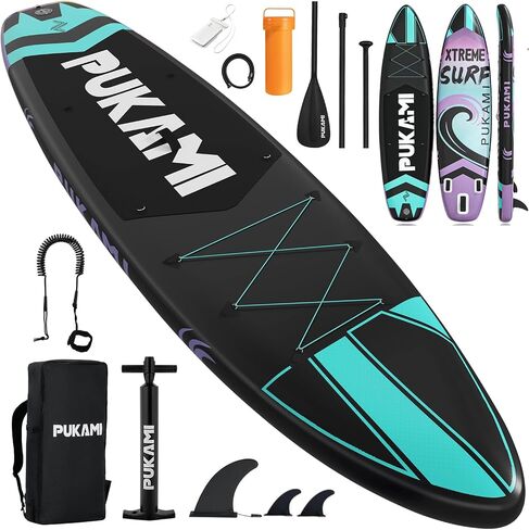PRETZI Inflatable Stand Up Paddle Board 11' x 33", Extra Wide Inflatable Paddleboards, All Around SUP for Beginners with Lightweight Paddle, Pump, Leash, Backpack, Non-Slip EVA Deck Pad in Kuwait