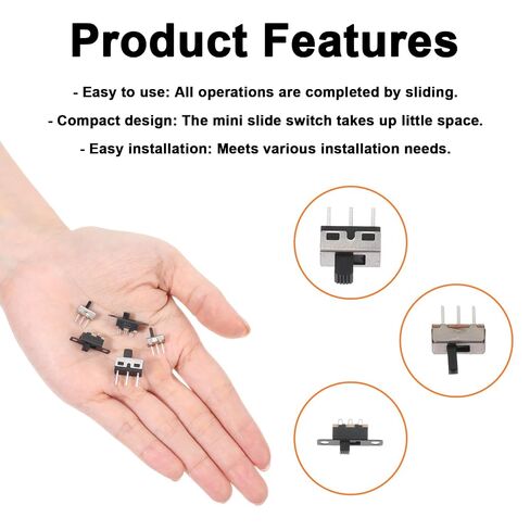 110PCS SPDT Mini Slide Switch Kit Micro Switch 9Values readboard Switches 1p2t Toggle Switches 2 Position 3 Pin Miniature Vertical Panel Mount Knob, SS12D00 SS12F15 SS12D10 SS12F44 in Kuwait