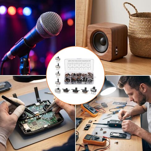 110PCS SPDT Mini Slide Switch Kit Micro Switch 9Values readboard Switches 1p2t Toggle Switches 2 Position 3 Pin Miniature Vertical Panel Mount Knob, SS12D00 SS12F15 SS12D10 SS12F44 in Kuwait