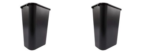 Rubbermaid Commercial 295700BK Deskside Plastic Wastebasket, Rectangular, 10 1/4 gal, Black (2) in Kuwait