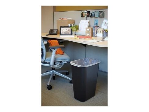 Rubbermaid Commercial 295700BK Deskside Plastic Wastebasket, Rectangular, 10 1/4 gal, Black (2) in Kuwait