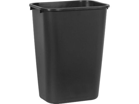 Rubbermaid Commercial 295700BK Deskside Plastic Wastebasket, Rectangular, 10 1/4 gal, Black (2) in Kuwait