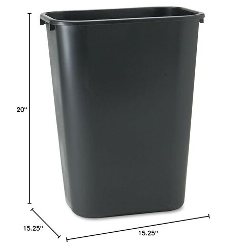 Rubbermaid Commercial 295700BK Deskside Plastic Wastebasket, Rectangular, 10 1/4 gal, Black (2) in Kuwait