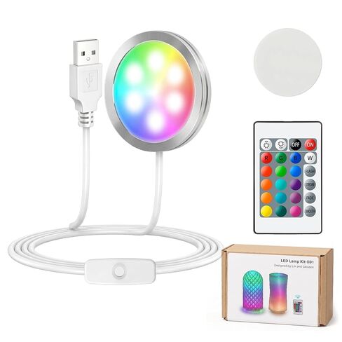 3D Printer LED Lamp Kit 001 with 24-Key Remote Control 16-Colors Changing | 3D Printer Light for Bambu Lab H2D/A1/A1mini/P1S/P1P/X1C, 5V USB Powered Maker's Supply Hardware Kit for MakerWorld（3 Sets） in Kuwait