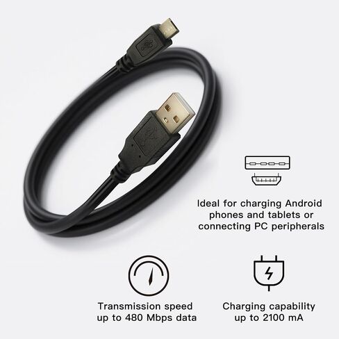 كابل HTDYOO USB-A إلى Micro USB، كابل شحن Micro USB. | يتمتع كابل USB 2.0 بمعدل نقل بيانات يبلغ 480 ميجابت في الثانية | تمت إضافة طبقة حماية داخلية in Kuwait