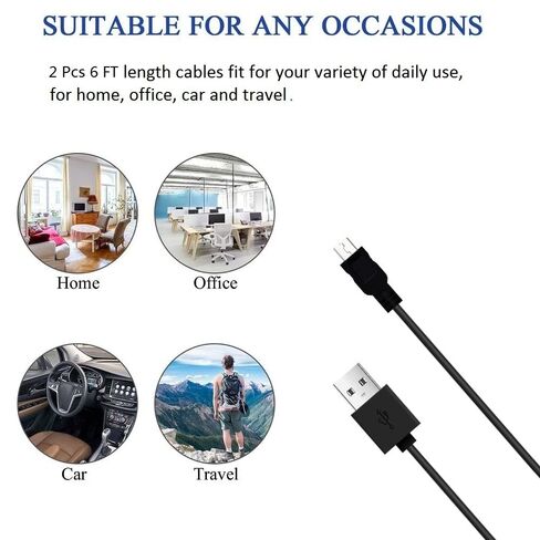 كابل Micro USB، عبوتان [3FT، 3FT]، كابل شحن سريع، كابل نقل بيانات عالي السرعة، كابل هاتف Android لهاتف Samsung Galaxy S7 Edge S6 S5 والمزيد، موثوق به in Kuwait