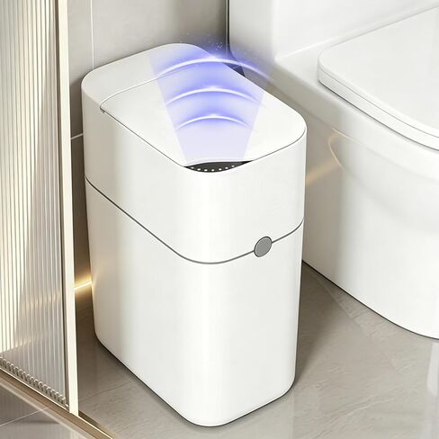 Automatic Bathroom Trash Can with Lid, 3 Gallon Slim Touchless Sensor Garbage Can, Small Smart Auto Bag Adsorption Trash Bin for Living Room, Bedroom, Office and Kitchen in Kuwait