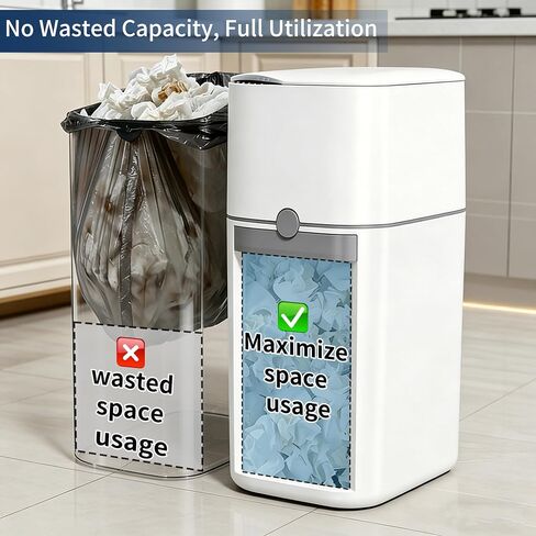 Automatic Bathroom Trash Can with Lid, 3 Gallon Slim Touchless Sensor Garbage Can, Small Smart Auto Bag Adsorption Trash Bin for Living Room, Bedroom, Office and Kitchen in Kuwait