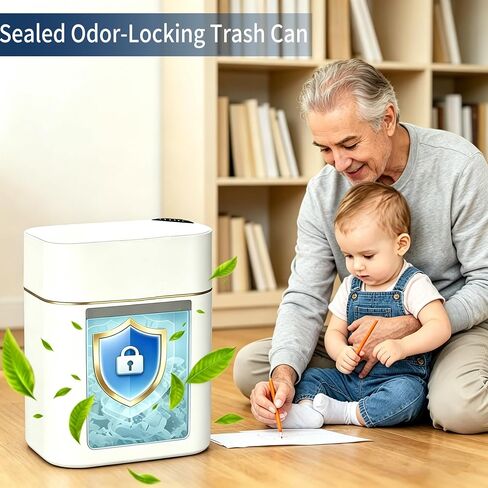 Automatic Bathroom Trash Can with Lid, 3 Gallon Slim Touchless Sensor Garbage Can, Small Smart Auto Bag Adsorption Trash Bin for Living Room, Bedroom, Office and Kitchen in Kuwait