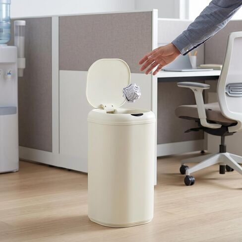 GarveeTech 8 Gallon Automatic Trash Can for Kitchen, Touchless Motion Sensor Garbage Can with Lid, Fingerprint-Proof Stainless Steel Smart Waste Bin for Office, Bathroom & Home, 30L, Beige in Kuwait