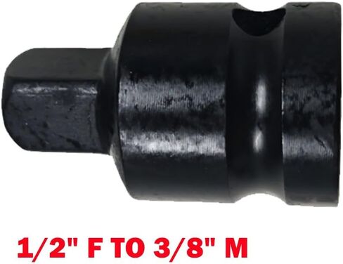 2Pcs 1/2" F to 3/8" M Chrome Vanadium Socket Reducer Adapter, Black Phosphate Finish, Ball Detent for Secure Fit in Kuwait