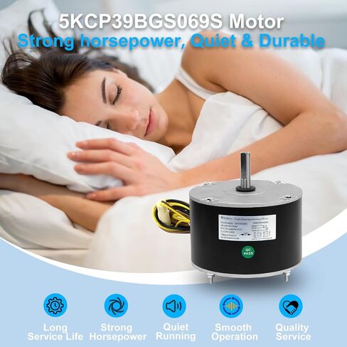 5KCP39BGS069S استبدال محرك مروحة المكثف للناقل #3S001، #GE3907 Genteq Bryant Payne Dayton AC/مكيف الهواء 1/10 HP 1100 RPM 208-230V 60HZ 48 إطار مع مكثف in Kuwait