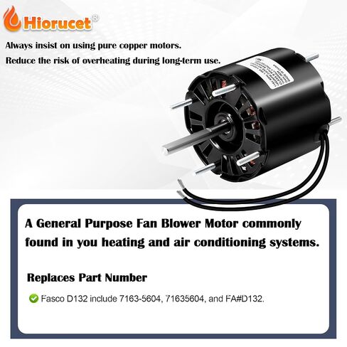 محرك منفاخ Hiorucet D132 لـ Fasco، محرك مروحة مفتوح للأغراض العامة مقاس 3.3 بوصة مع محمل كروي، 115 فولت، 1.35 أمبير، 1/20 HP، 1550 دورة في الدقيقة، دوران CW لـ Fasco D132. in Kuwait