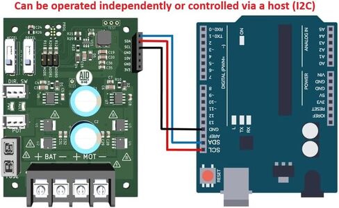 PWM Reversible Brushed DC Motor Controller, 10A Continuous, 12V/24V/36V | I2C Controlled or Stand-Alone, Adjustable Acceleration/Deceleration (Soft Start/Stop) in Kuwait