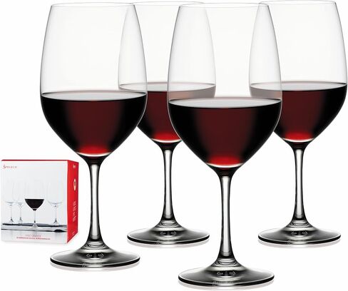 مجموعة أكواب النبيذ الأحمر Spiegelau Vino Grande مكونة من 4 قطع، أدوات زجاجية كريستالية شفافة ألمانية الصنع لبينوت نوير، والعشاء، وحفلات أعياد الميلاد، وهدايا الذكرى السنوية والزفاف، وإكسسوارات البار المنزلي، وآمنة للاستخدام في غسالة الأطباق، 15 أونصة in Kuwait