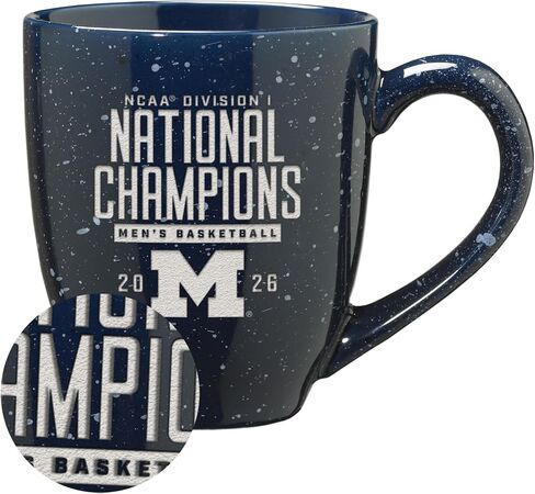 Rico Industries NCAA Michigan Wolverines 2026 Men's Basketball National Champions 16 oz Team Color Laser Engraved Speckled Ceramic Coffee Mug in Kuwait
