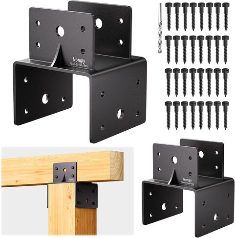 Post Anchor Connector Post Base Bracket for Supporting Wood Beams (4Pack, 6x6-4x6) in Kuwait