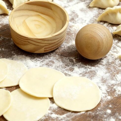Wooden Dumpling Press Tool, Dumpling Wrapper Press with Ball Bearing, Hand Dough Presser, Dough Skin Maker, for Home and Restaurant Use in Kuwait