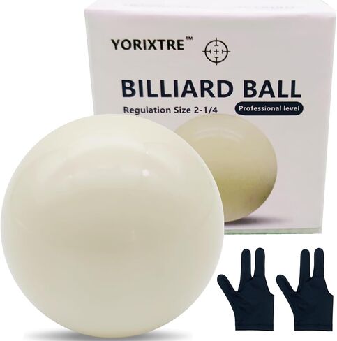 Replacement Pool Cue Ball With Gloves For Bar, Home Use and Clubs Standard Size, Training Practice, Smooth Roll, Durable Resin, Scratch Resistant, Not Magnetic, White Billiard Ball in Saudi Arabia