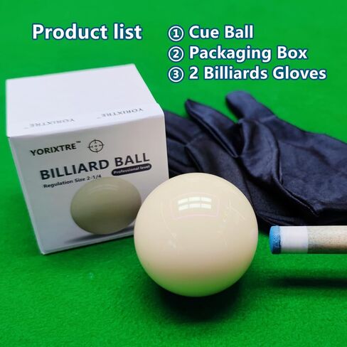 Replacement Pool Cue Ball With Gloves For Bar, Home Use and Clubs Standard Size, Training Practice, Smooth Roll, Durable Resin, Scratch Resistant, Not Magnetic, White Billiard Ball in Saudi Arabia