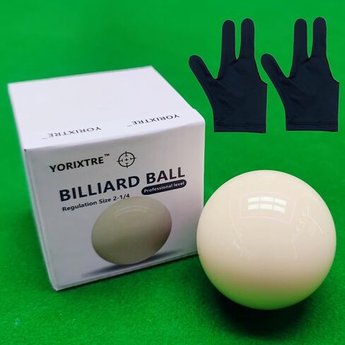 Replacement Pool Cue Ball With Gloves For Bar, Home Use and Clubs Standard Size, Training Practice, Smooth Roll, Durable Resin, Scratch Resistant, Not Magnetic, White Billiard Ball in Saudi Arabia